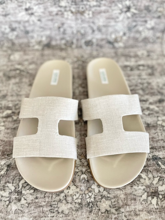 Talbots Shoes - Talbots Well Within Linen Slide Sandals Sustainable Minimalist Cream Beige